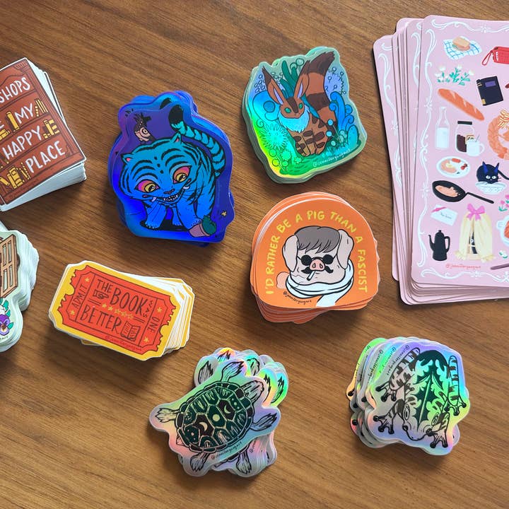 Jennifer Yung Art - Wholesale Sticker - Kpop Demon Derpy Tiger Holographic Sticker Decal1