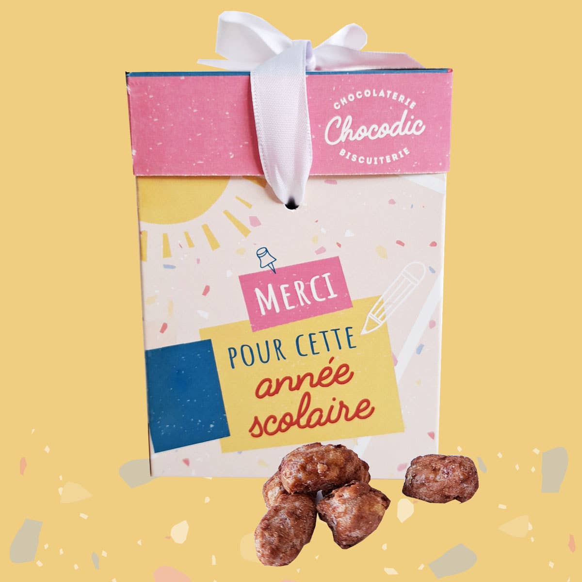 CHOCODIC - Wholesale Chocolate Box - END OF SCHOOL YEAR CARAMELIZED PEANUTS GIFT CUBE 1