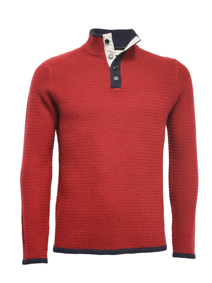 Bordeaux Men´s Cashmere Sweater Button Neck Whistler for wholesale by Hommard
