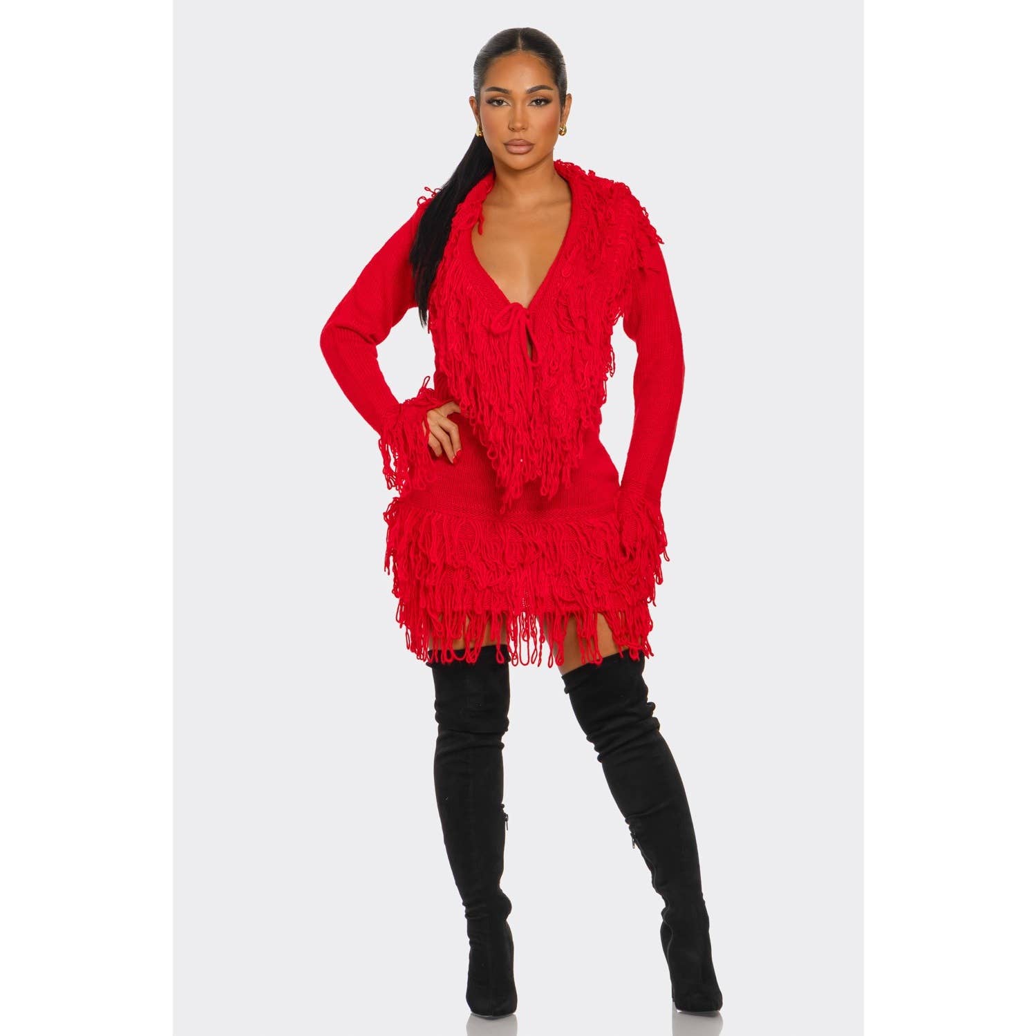 DORCAS - Wholesale Top & Skirt Set - Women's - Fringe Sweater Skirt Set31