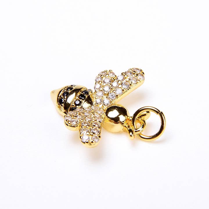 Beads Creation – Pendente/pingente individual por atacado – Pingente de Abelha Mini CZ Micro Pave.4