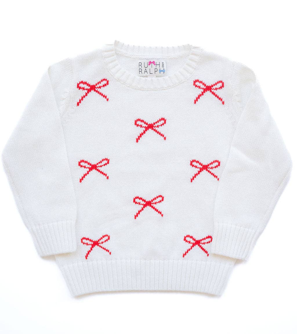 Ruth and Ralph - Wholesale Knit Sweater - Kids - Red and White Bows Sarah Sweater1