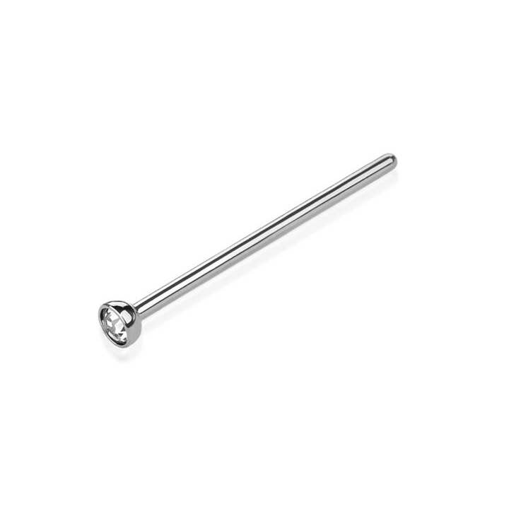 CRAVE BODY JEWELRY - Wholesale Nose Ring - 316L SS NOSE 15MM STRAIGHT FISHTAIL PIN WITH GEM