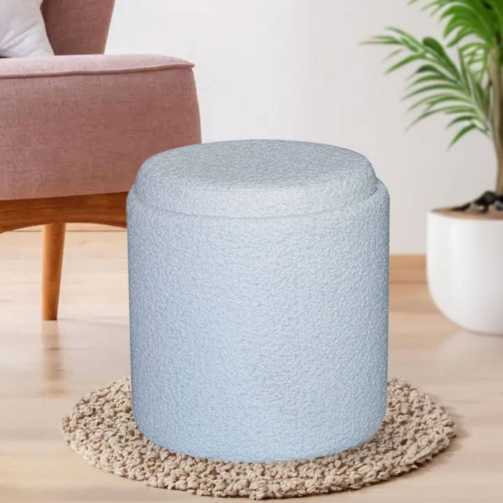 Aria Home - Vendita all'ingrosso Poggiapiedi - Collezione di Pouf con Vassoio in Boucle Aria Home, Nero, 1 Pezzo, 43 x 38 x 38 cm0