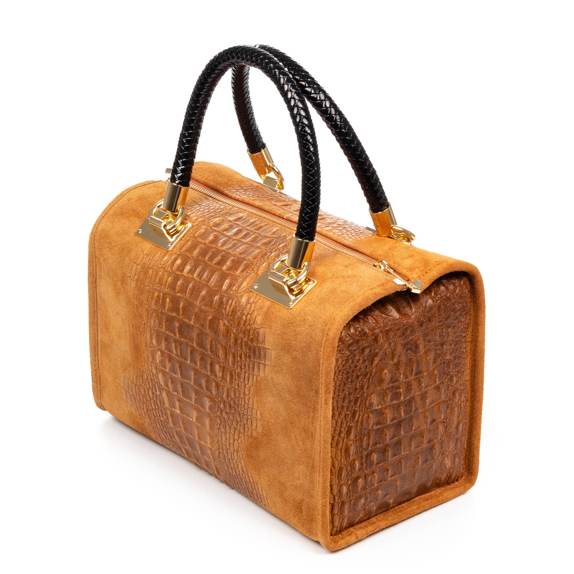 FIRENZE ARTEGIANI - Wholesale Top Handle Bag - Women's - Anacapri Women's Tote Bag. Genuine Suede Crocodile Leather.7