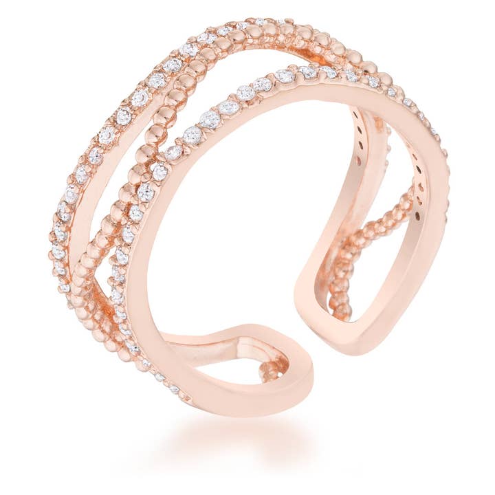 Bague abstraite Marina en or rose cubique 0,5 ct pour la vente par JGoodin