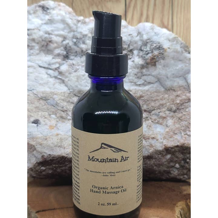 Organic Arnica Hand Massage Oil, Climbing, Sustainable, Bouldering, Reflexology Card, Organic, Gifts, Plant-Based, Self Care, Vegan for wholesale by Mountain Air Body Care