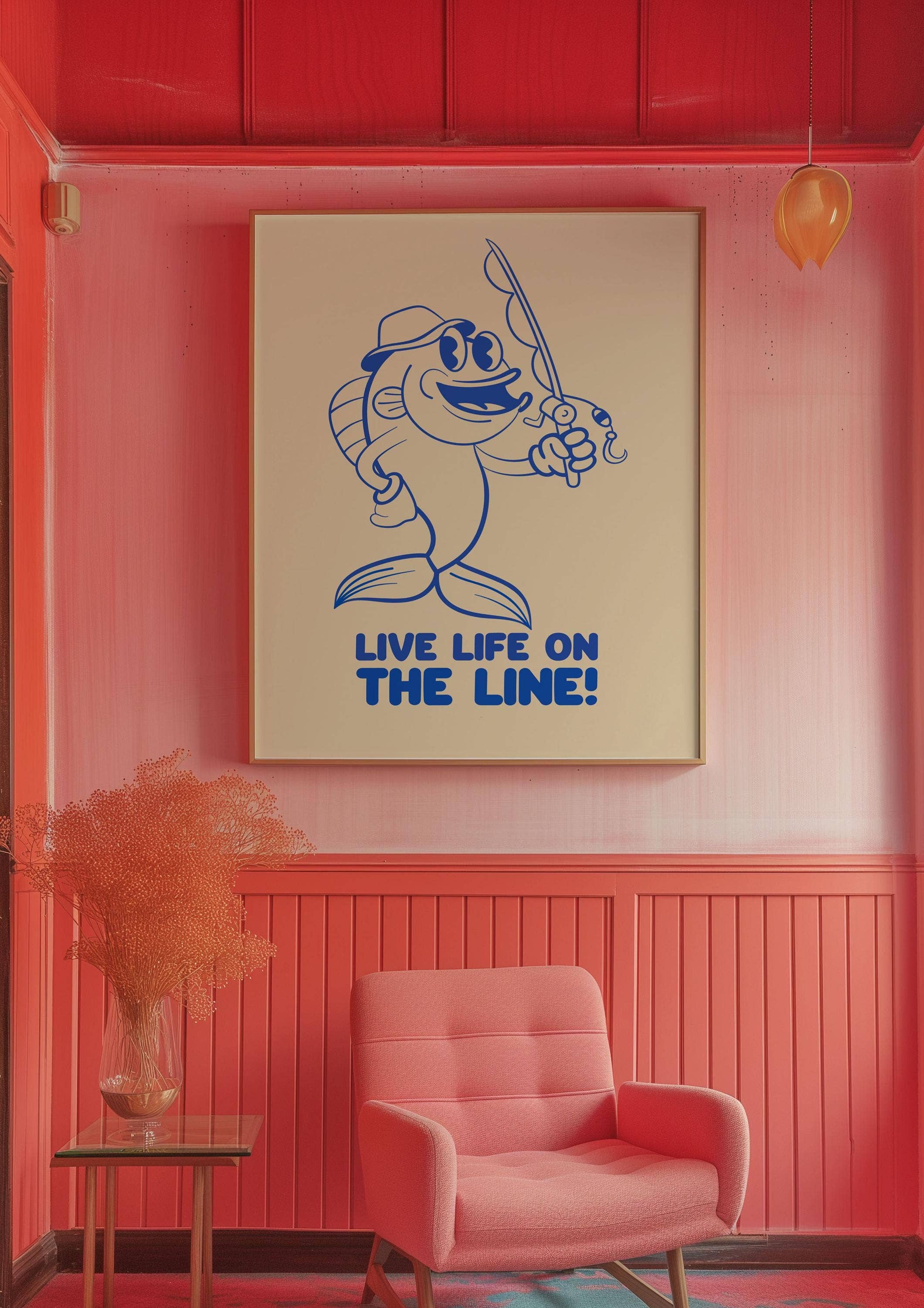 Hound & Fox Print Co – wholesale Art print – Retro Fishing Cartoon Art Print: Funny Angler Illustration4