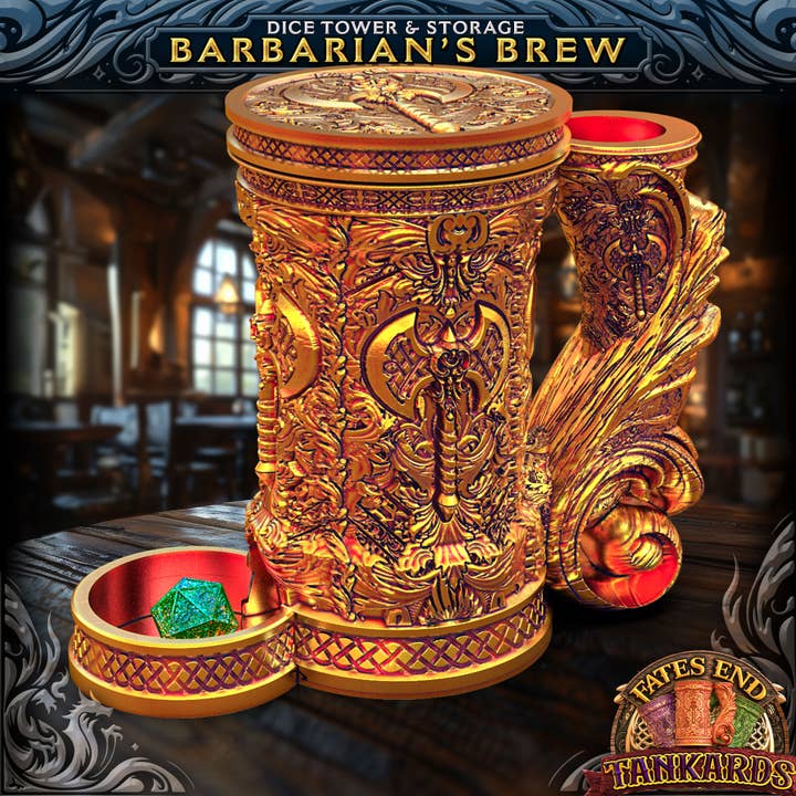 American Carver LLC - Wholesale Dice - Barbarian 12oz Dice Tower Tankard | TTRPG, D&D, Daggerheart