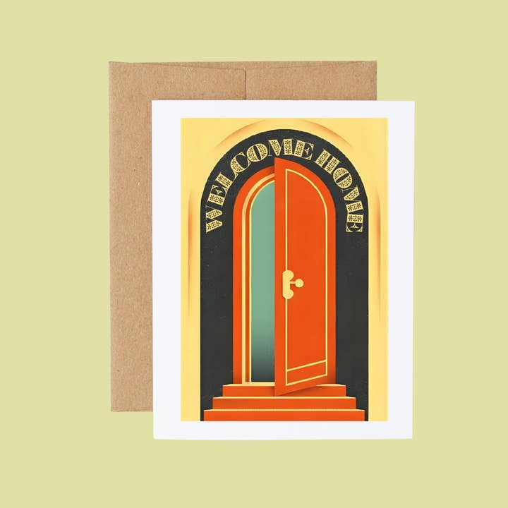 Cryptic Paper Co. - Wholesale Housewarming Card - Mid Century Front Door Welcome Home Housewarming Card2