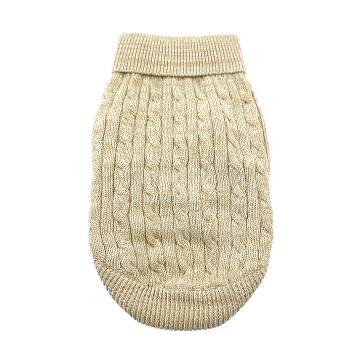 Combed Cotton Cable Knit Dog Sweater - Oatmeal for wholesale by Doggie Design