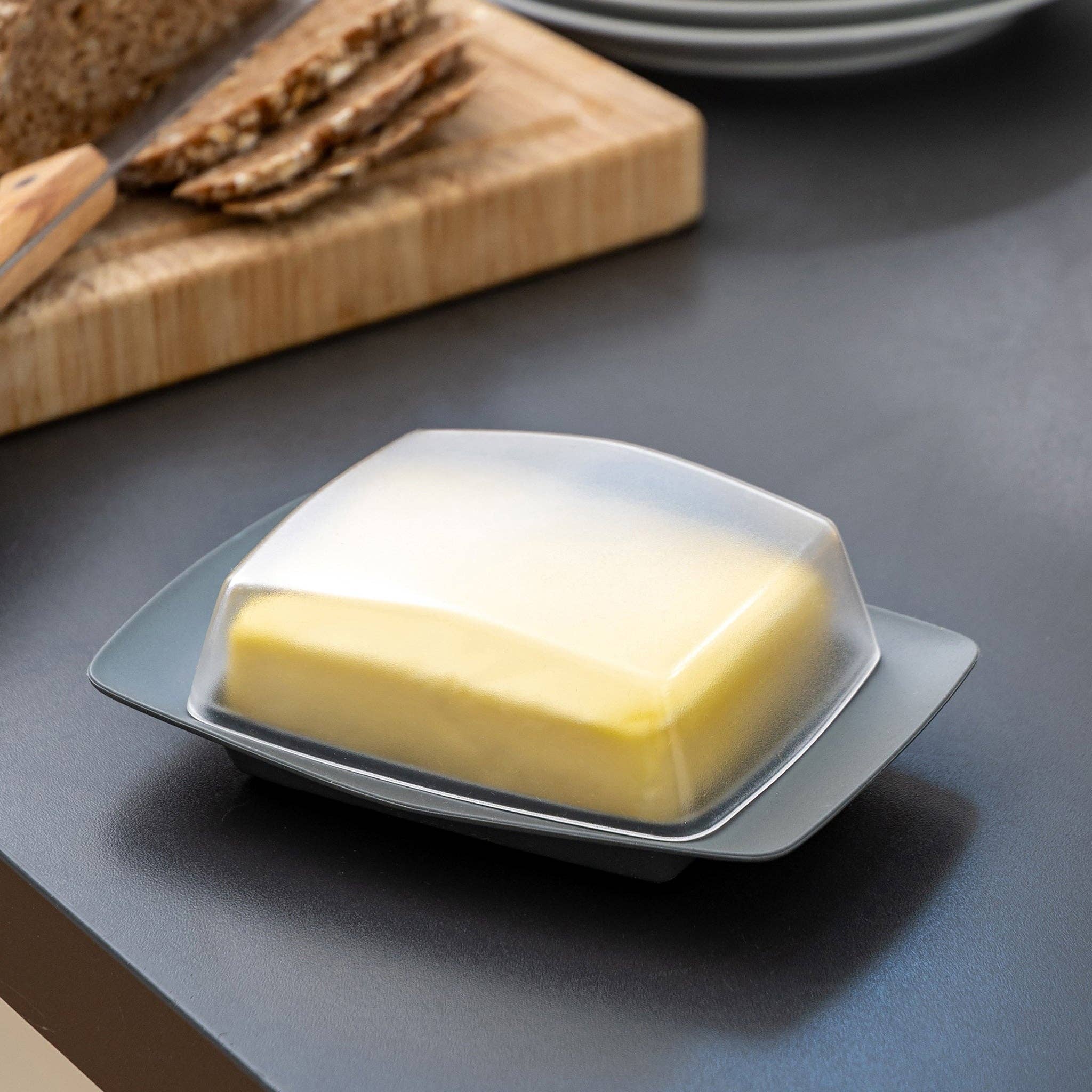 Nature ash grey Butter dish RIO for wholesale on Faire1