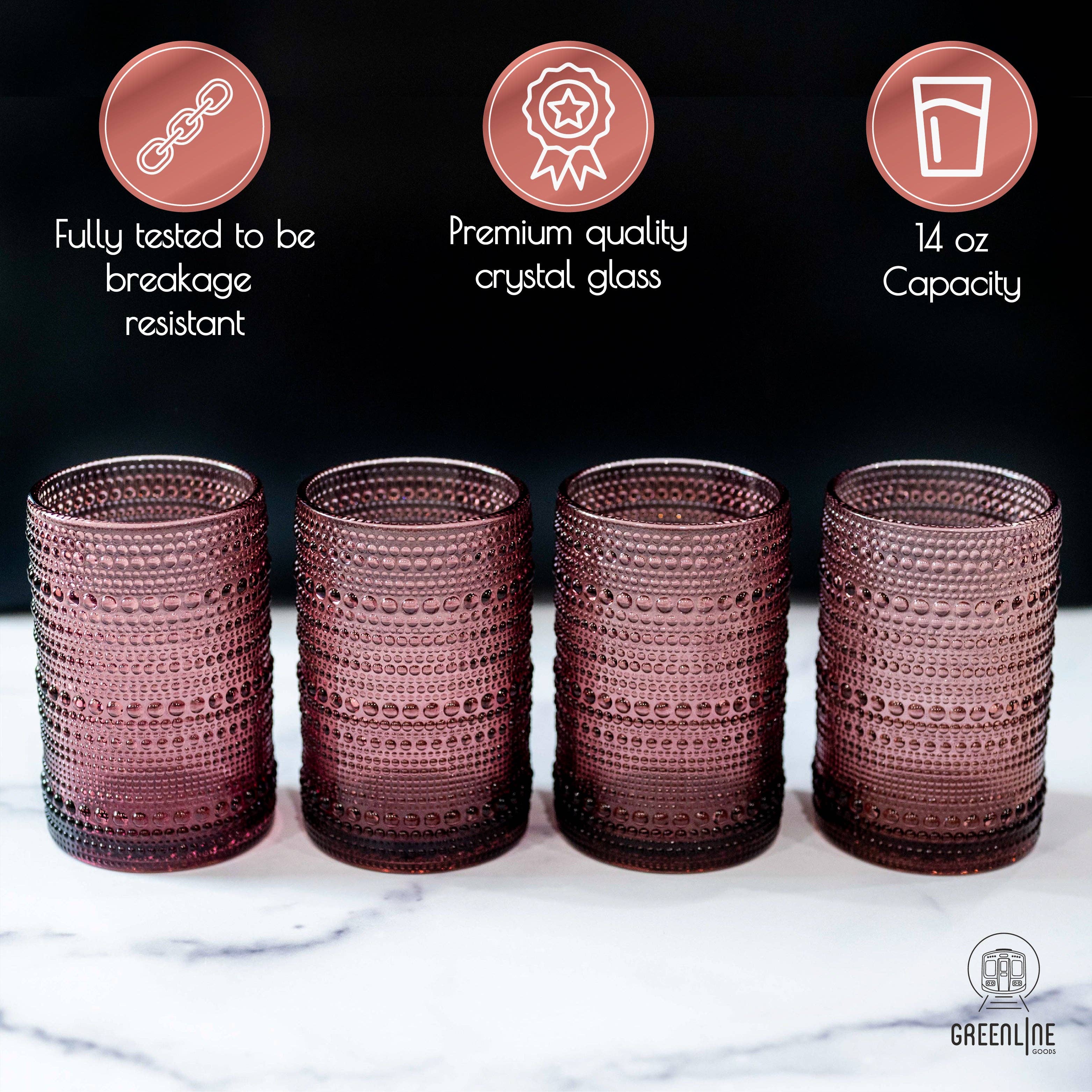 Greenline Goods - Wholesale Drinking Glass/Cup - Hobnail Drinking Glasses - Wine 14 oz ( Set of 4 )2