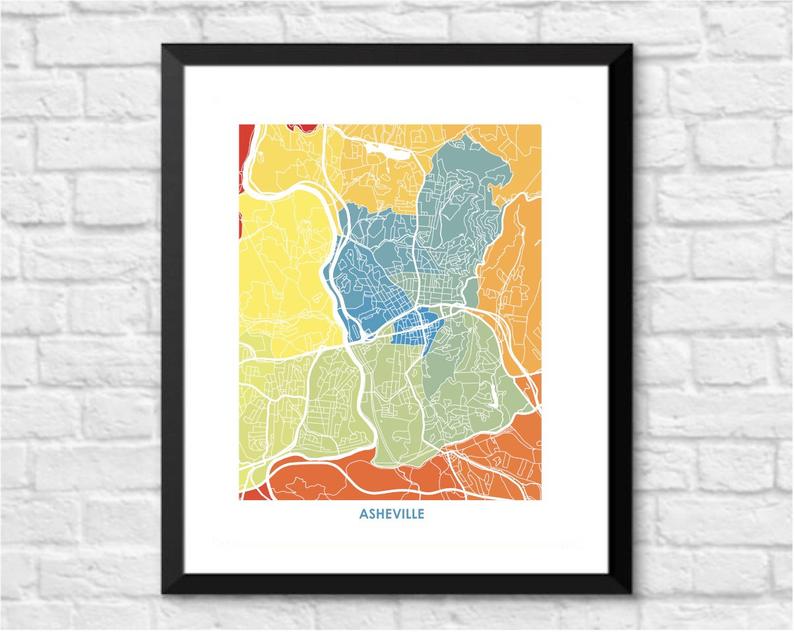 Juanita's Adventures - Wholesale Art Print - Juanitas Asheville Map Print1