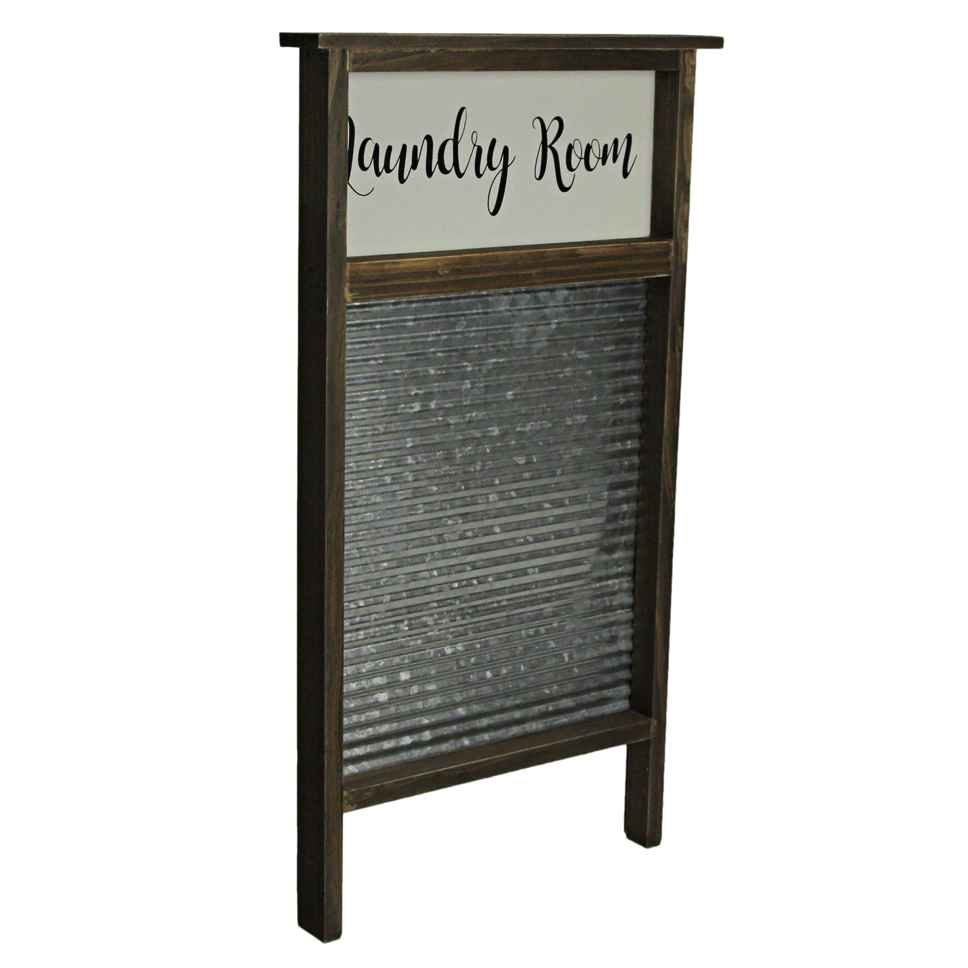 Zeckos - Wholesale Sign - Wood and Metal Vintage Washboard Laundry Wall Décor1