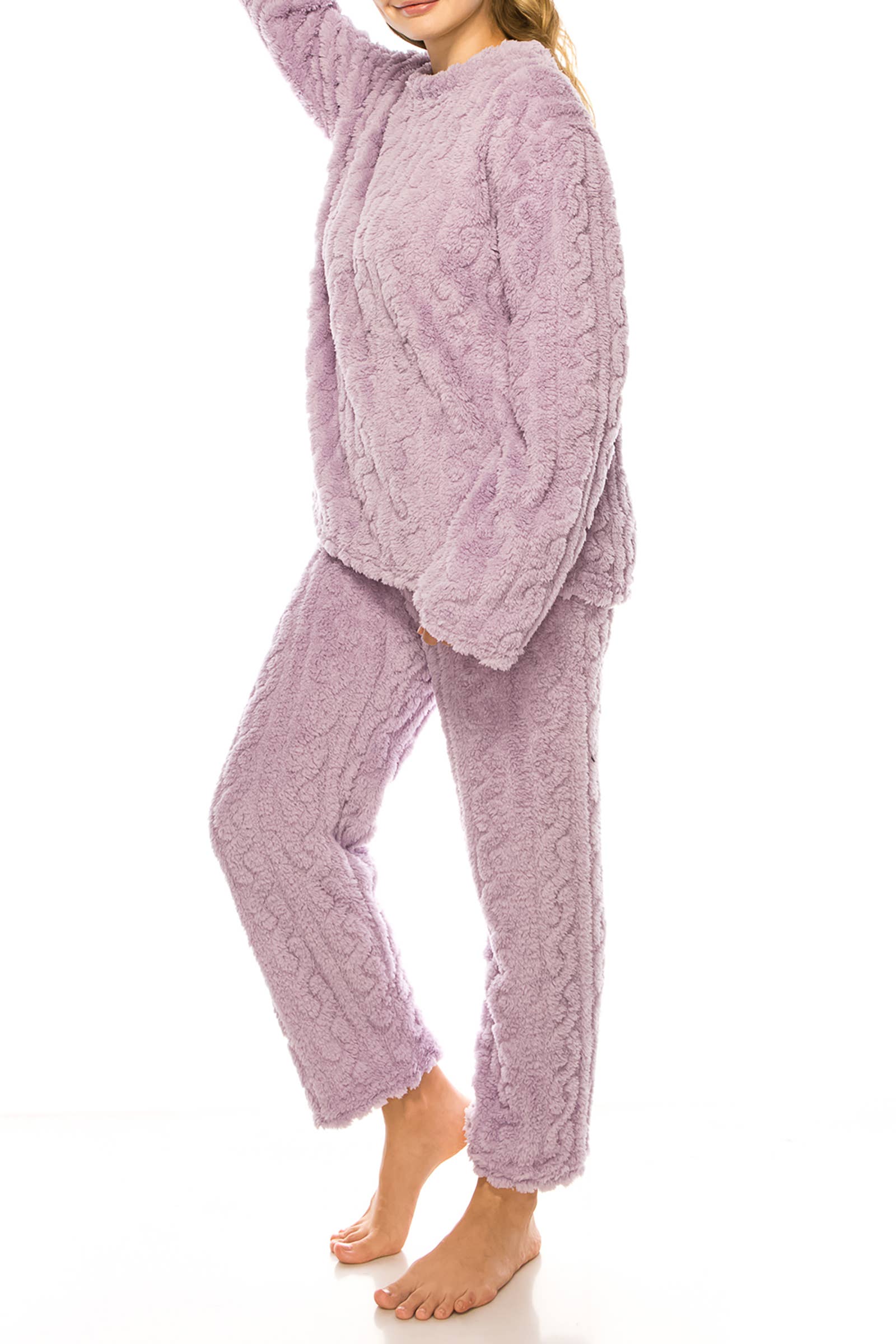 Cap Zone - Wholesale Loungeset - Dames - Kabel Fuzzy Sherpa Fleece Pyjama Sets11