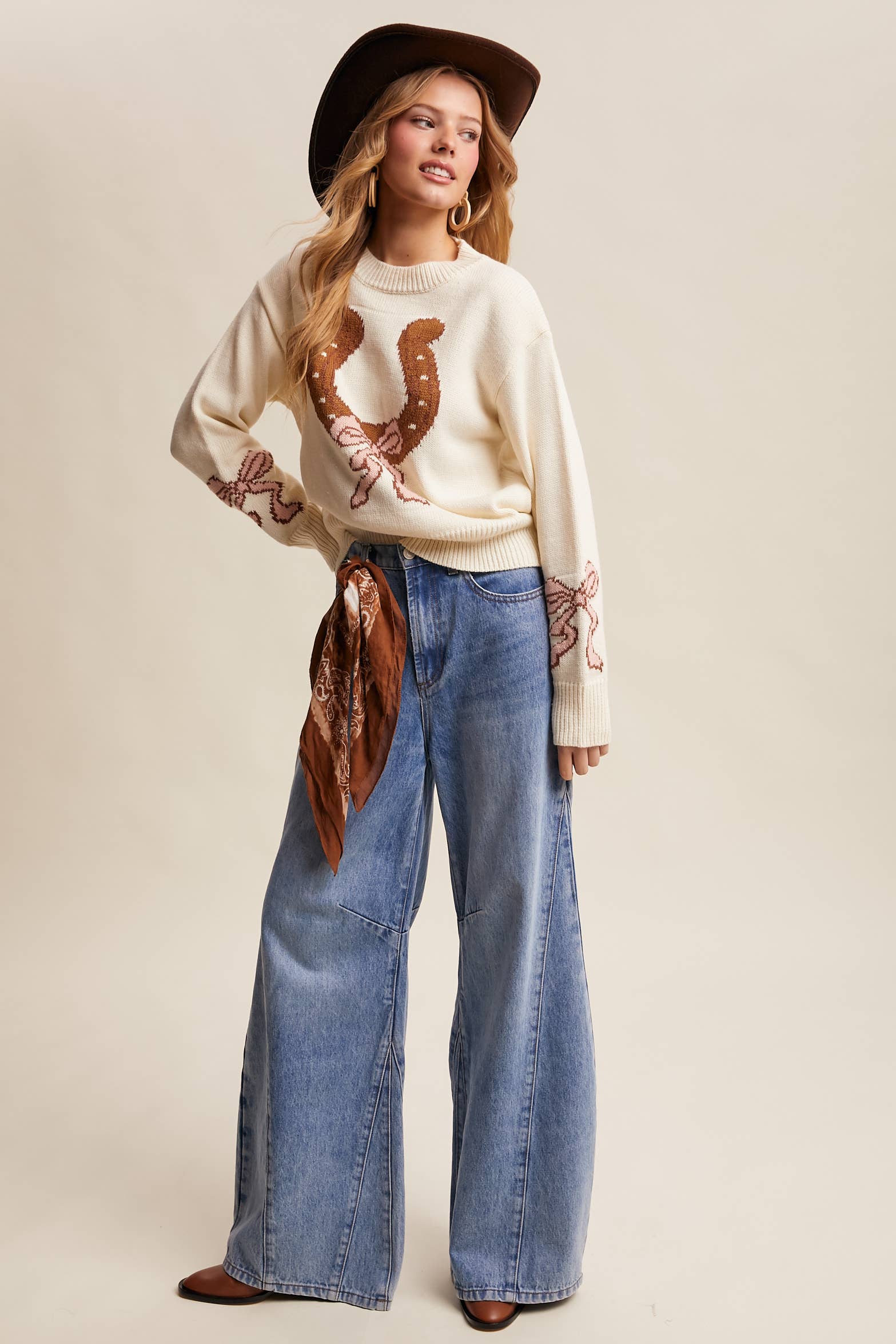 Listicle - Vente Pull en maille – femme - Pull en tricot à col en fer à cheval LSW103510