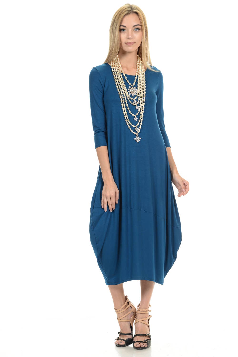 Allium - Wholesale Dress - Women's - Cocoon Midi Dress with Pockets7