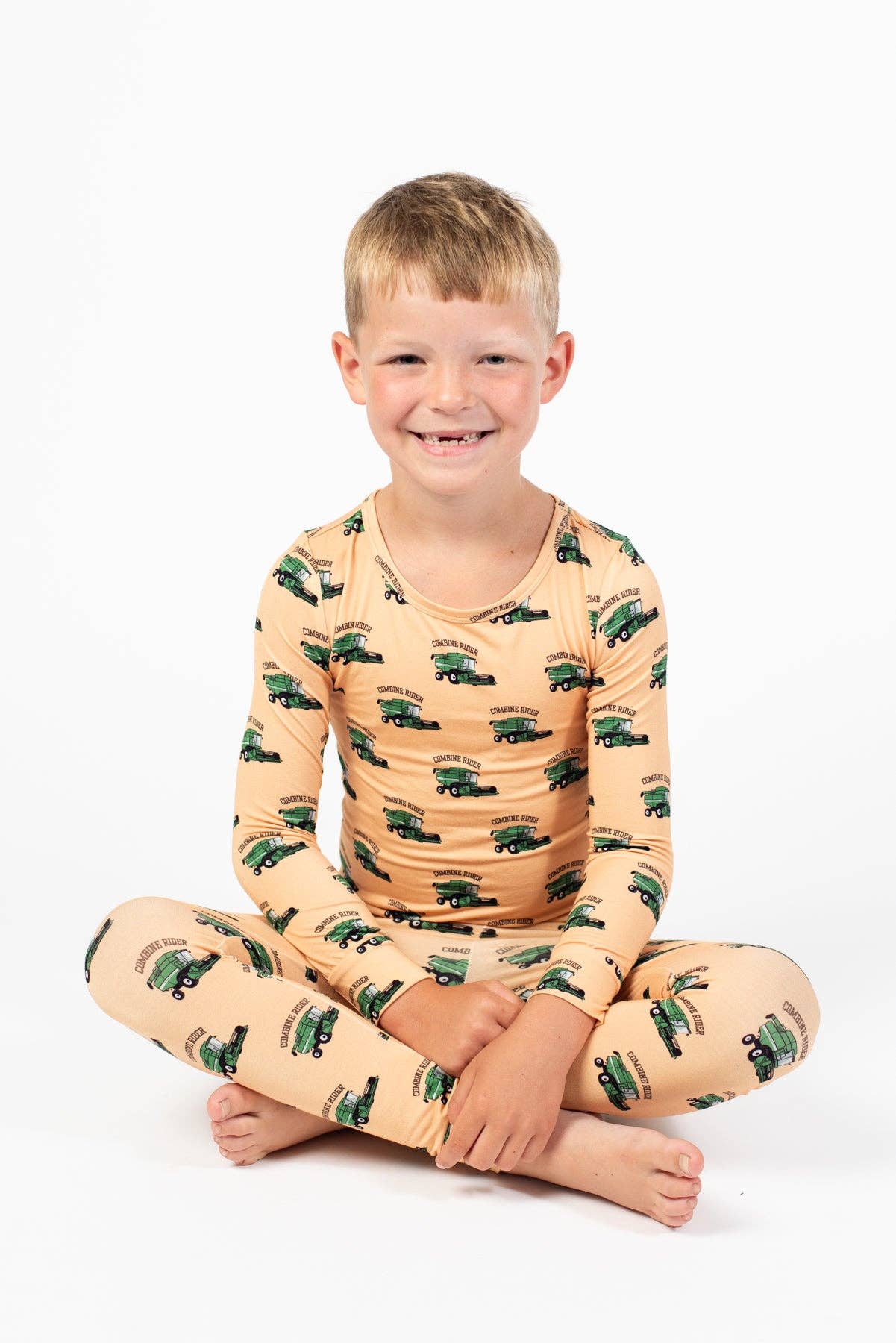 American Farm Company - Wholesale Sleepwear Set - Kids - Green Combine Rider Toddler/Youth Bamboo Pajama Set5