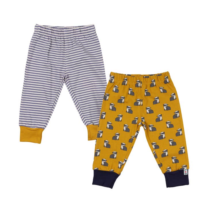 Leggings med flerfarvet grævling og stribeprint - 2-pak for engroshandel hos Lilly and Sid