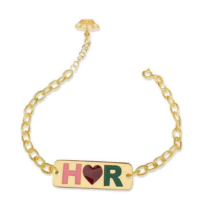 Bracciale Personalizzato con Iniziale in Smalto per la vendita all'ingrosso da parte di Anna Lou of London