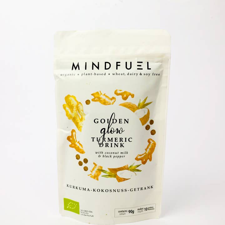 Mindfuel - Vente Boisson diététique en poudre - Lait Golden Glow - Latte au curcuma gros (10 portions)