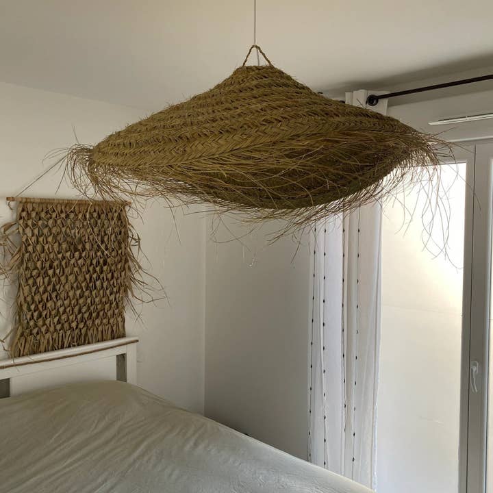 Moroccan Natural bazaar – Candeeiro/lâmpada suspensa por atacado – Luminária pendente de vime em forma de guarda-sol8