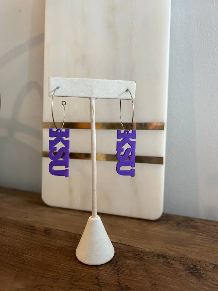 KSU Hoop Earrings, Kansas State Earrings, City Earrings for wholesale by Elby Designs