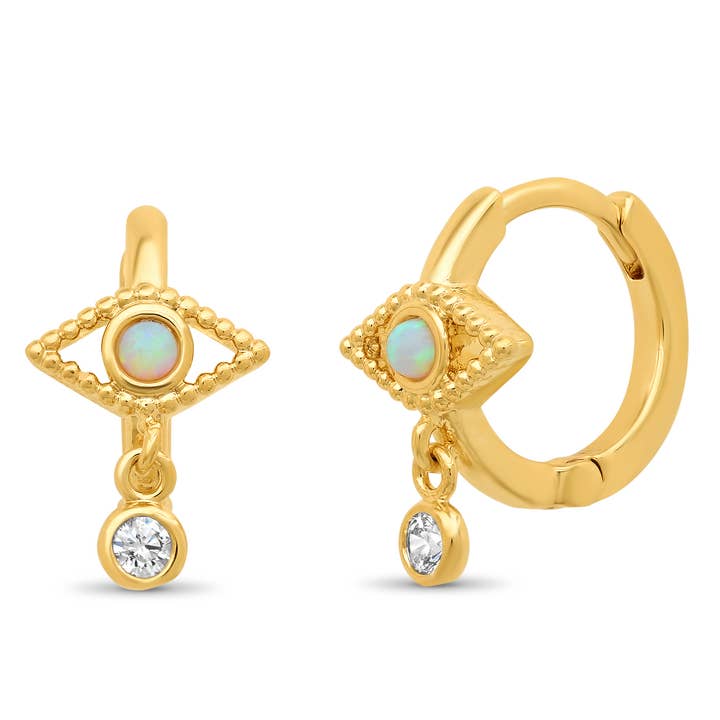 Huggie Œil Maléfique avec Pendentif CZ pour la vente par Tai Jewelry