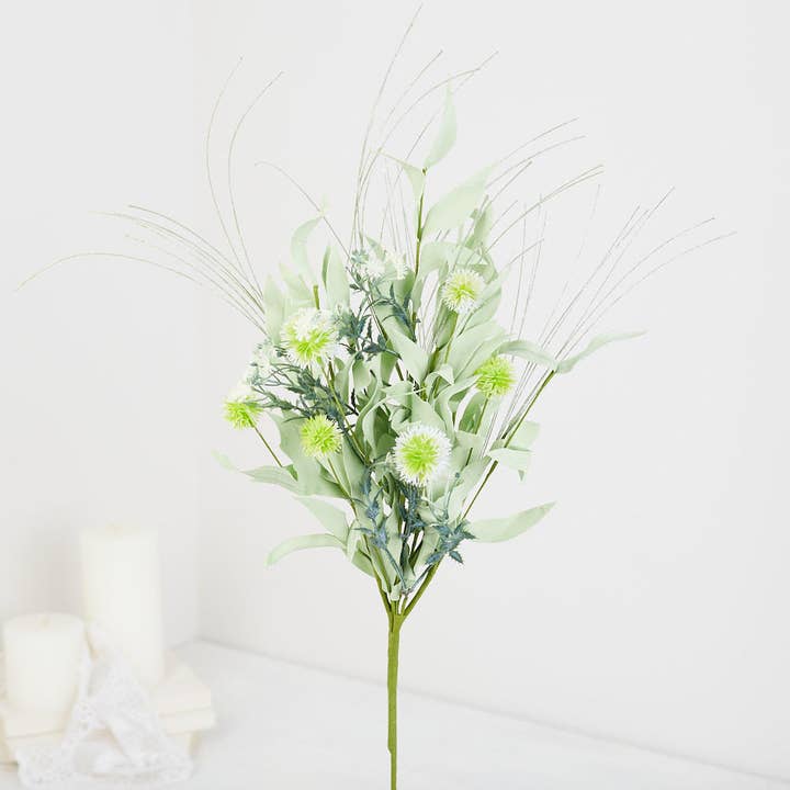 Rama Floral de Cardo con Pom Pom Verde Primavera de 20" para venta al por mayor de Factory Direct Craft