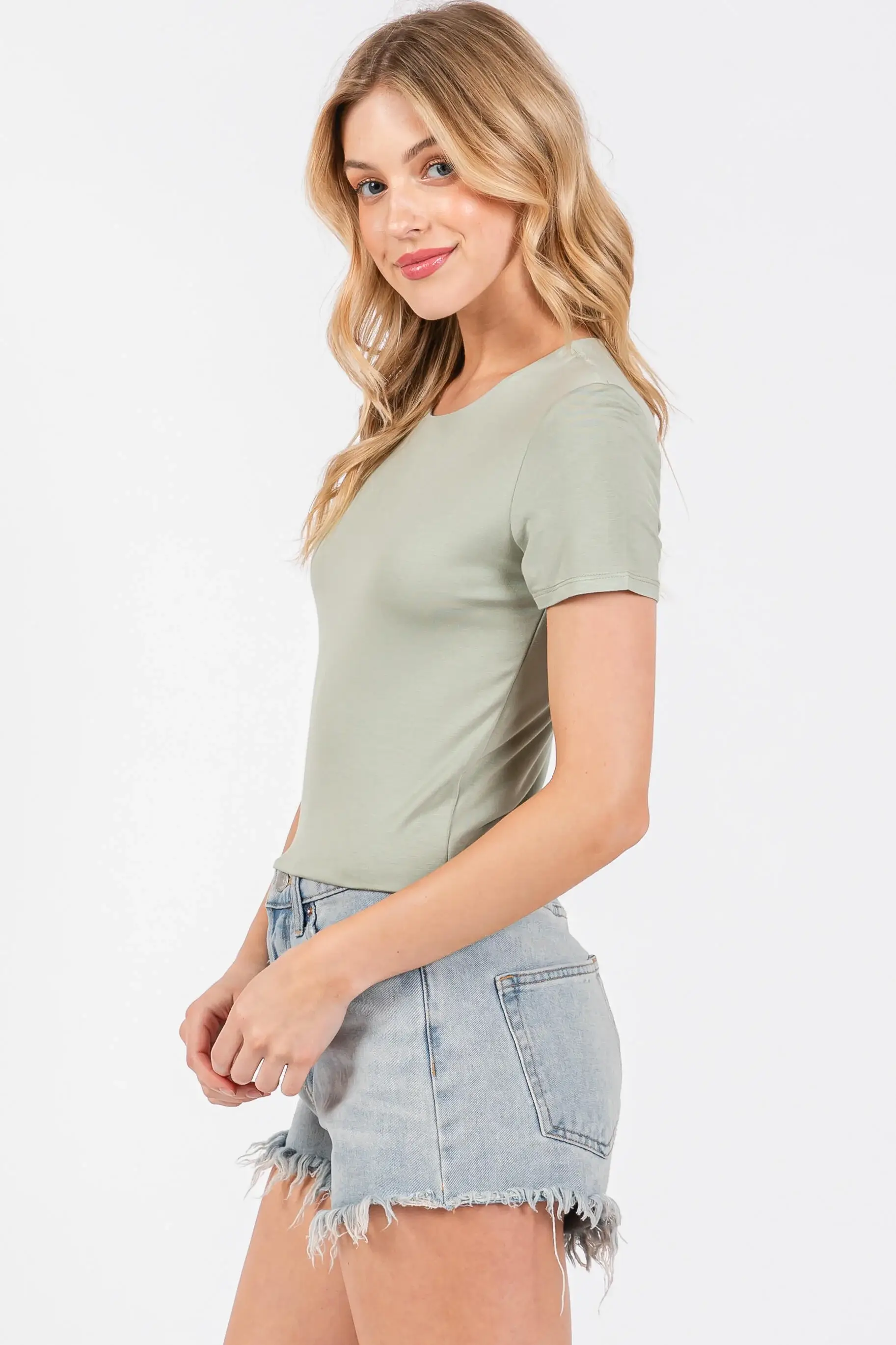 Final Touch - Wholesale Knit Top - Women's - Rayon Modal Basic Crop Top - T3107329