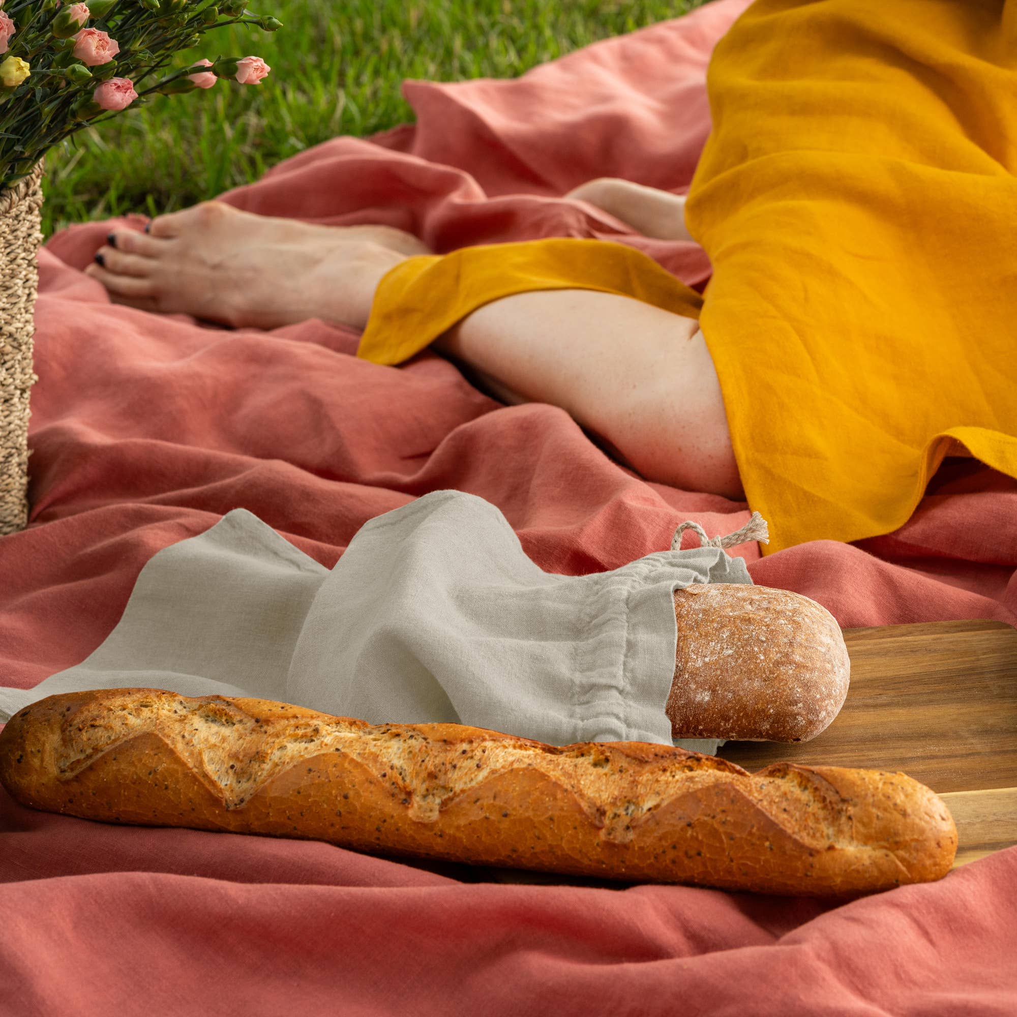 menique - Vendita all'ingrosso Involucro/sacchetto per alimenti - Sacchetto riutilizzabile in lino per pane e baguette2