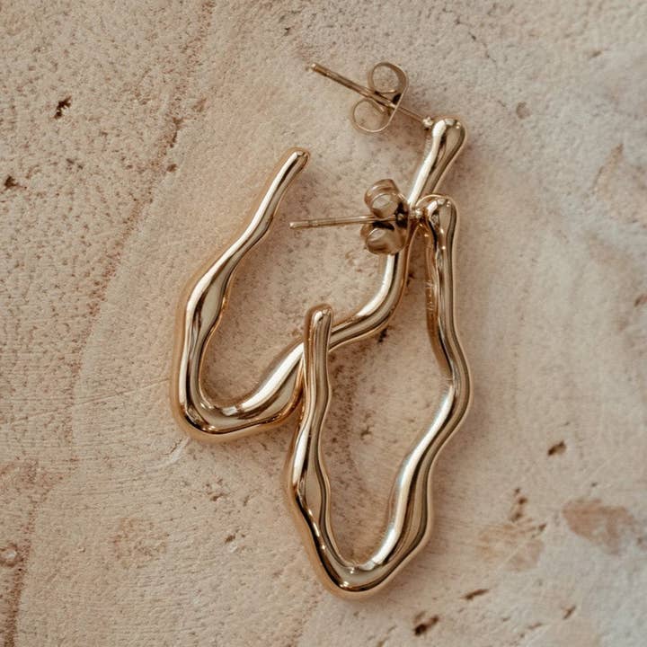 ARIE HOOPS -wavy ablong earrings for wholesale by Black Sheep Jewelry