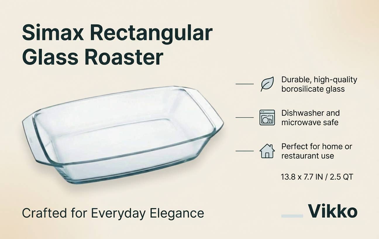 Kadra Kitchenware - Vendita all'ingrosso Pirofile - Simax - Tostiera rettangolare in vetro, 13,8 x 7,7 pollici/2,5 Qt3