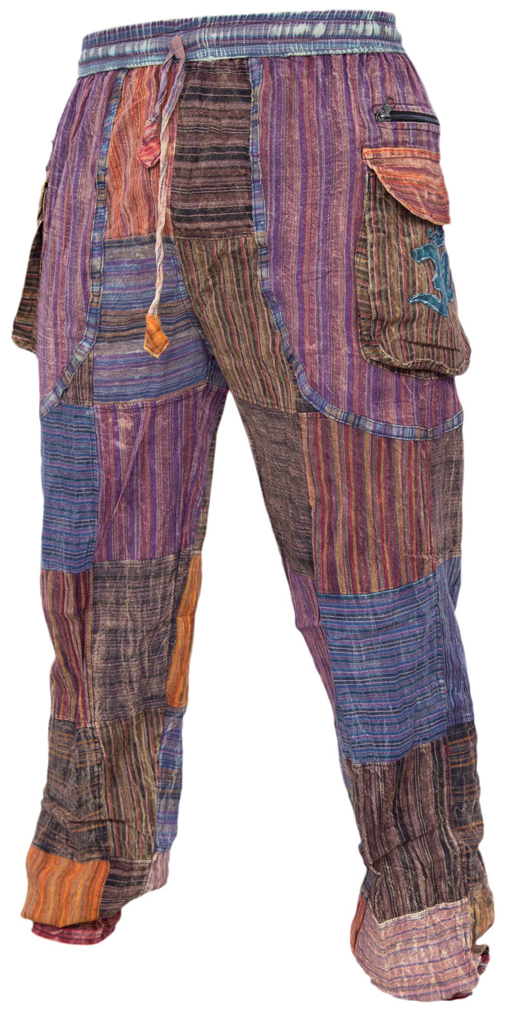 Gheri – wholesale Trousers – Unisex – Peace Patchwork Elastic Waist Gypsy Hippie Trousers0