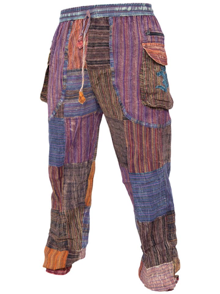 Gheri - Wholesale Pants - Unisex - Peace Patchwork Elastic Waist Gypsy Hippie Trousers