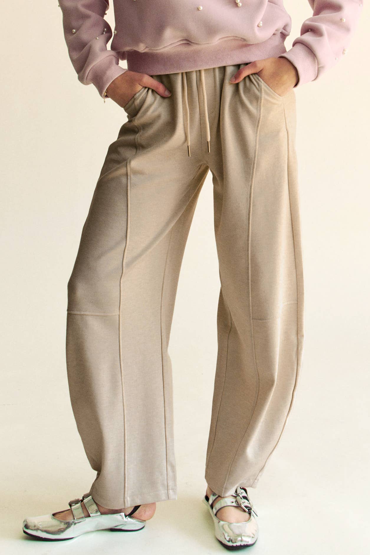 Davi & Dani - Wholesale Pants - Women's - SOLID ELASTIC WAISTBAND POCKETS LONG BARREL PANTS6