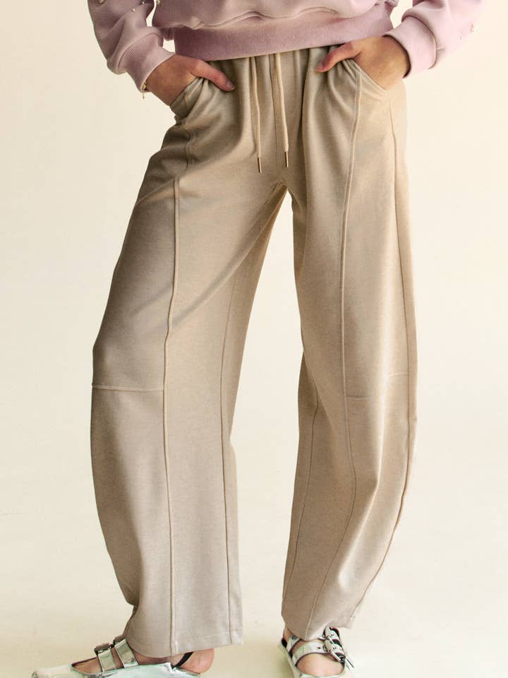 Davi & Dani - Wholesale Pants - Women's - SOLID ELASTIC WAISTBAND POCKETS LONG BARREL PANTS6