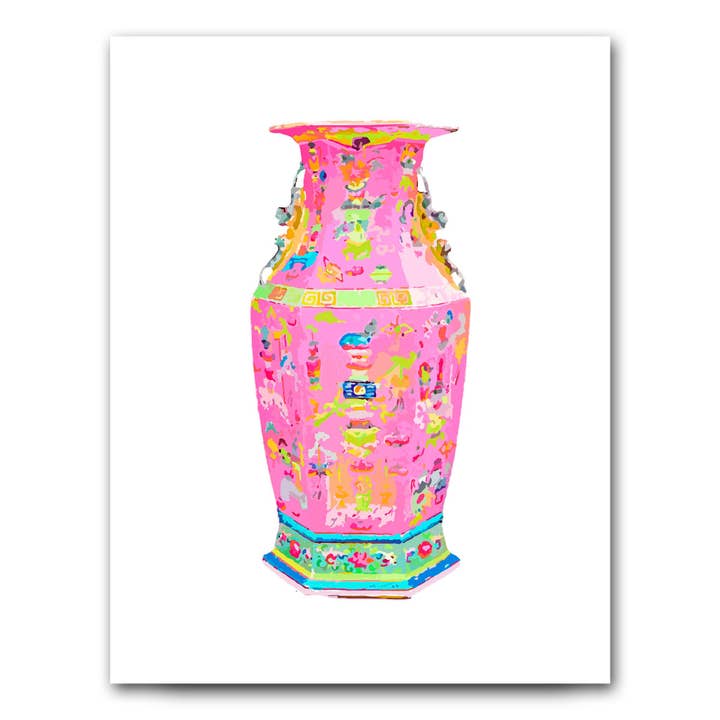 Haute Chinoiserie Ginger Jar Fine Art Print, Rose for wholesale by Taylor Beach Design