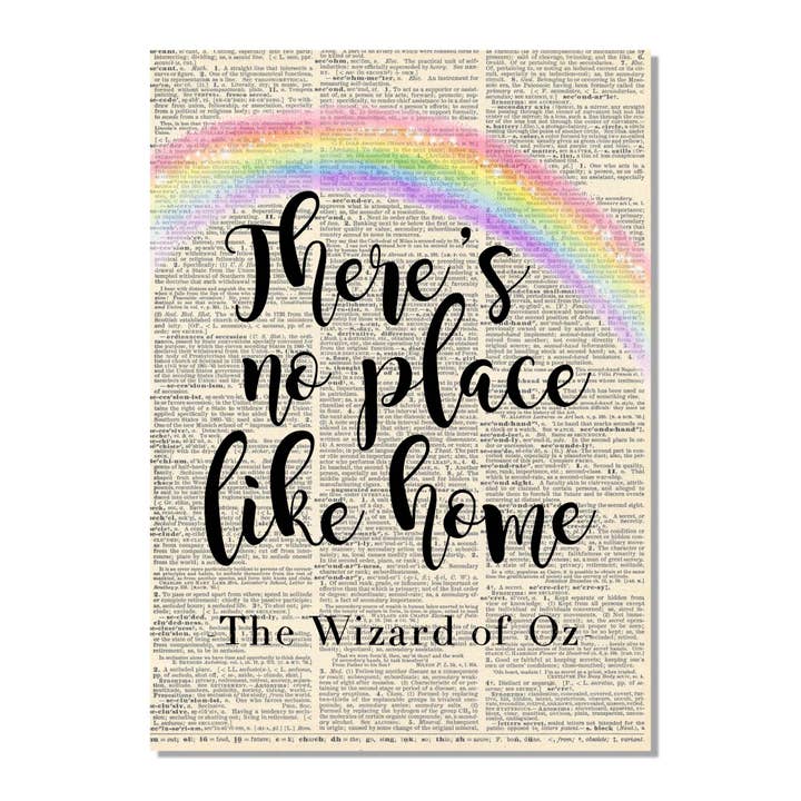 Cecelia Rose Book Page Art - Wholesale Art Print - Wizard of Oz Themed Art Print - 'There's No Place Like Home'