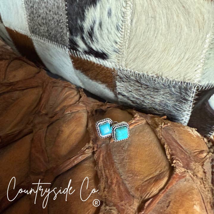 Turkis firkantede ørestikker for engroshandel hos Texas Western Cowhide Bags and More