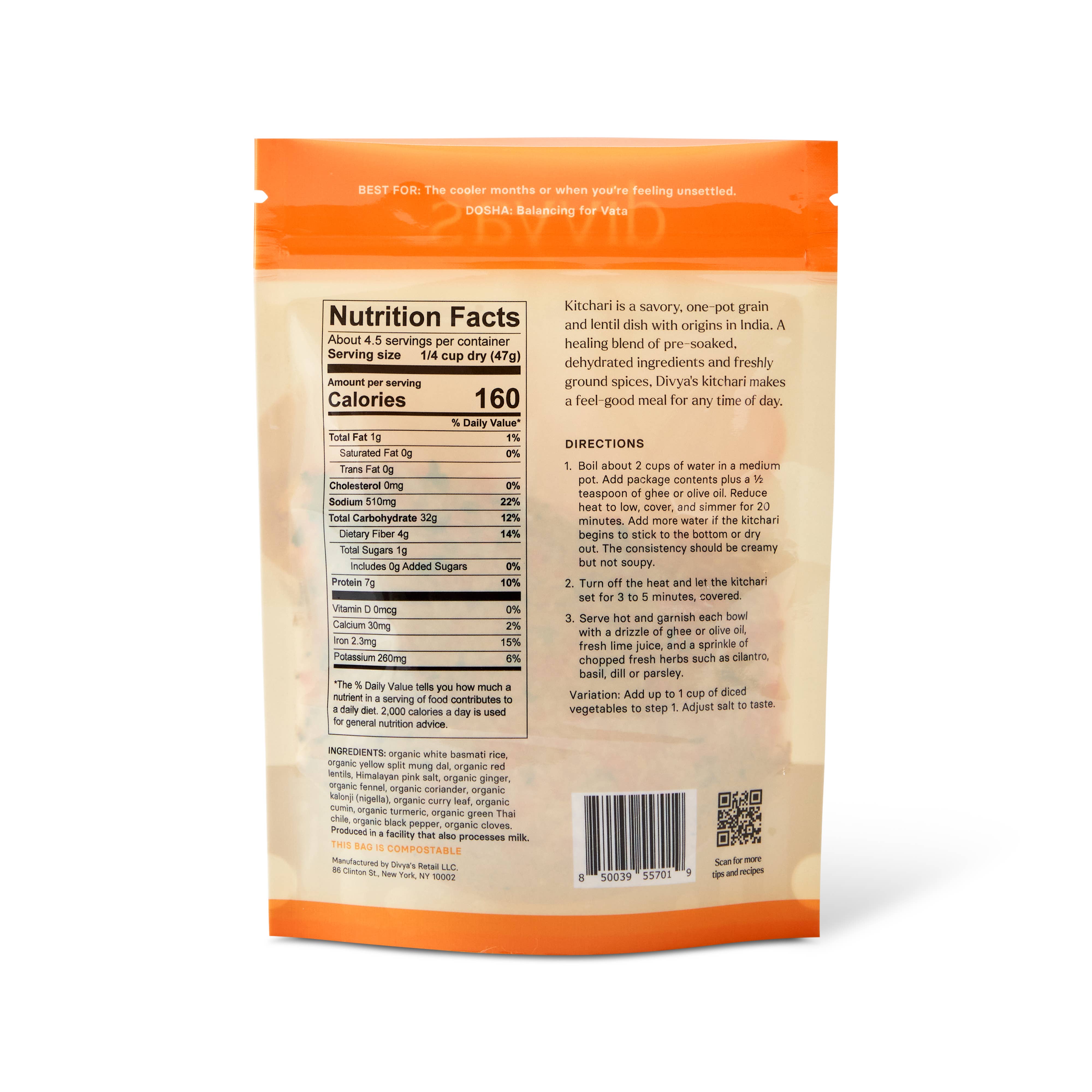 Divya's - Wholesale Rice - Warming Kitchari — Family Size1