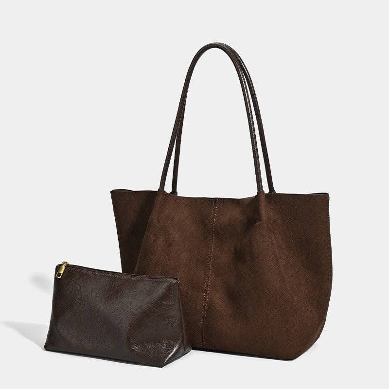 EmberLoom - Vendita all'ingrosso Borsa tote - Donna - Borsa Tote in Pelle Scamosciata Retrò 2026 con Pochette Staccabile5