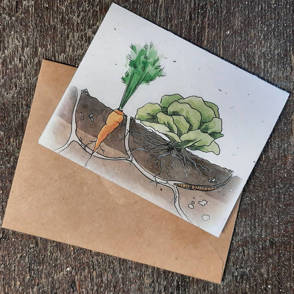 All Sorts Acres Farm & Gallery - Wholesale Everyday greeting card - The Humble Earthworm - wildflower seed paper greeting card0