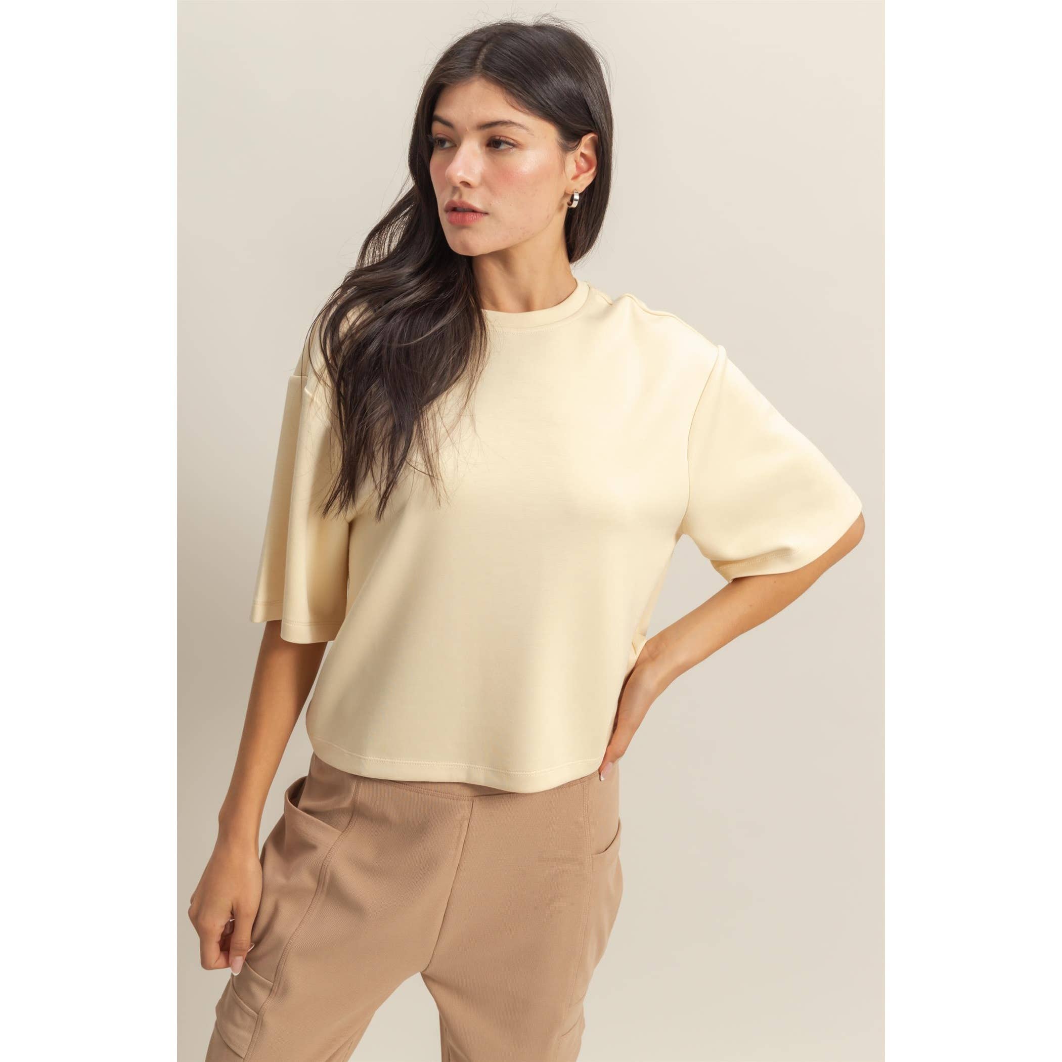 HYFVE - Wholesale Shirt - Women's - Double Knit Drop Shoulder Everyday Basic Top11