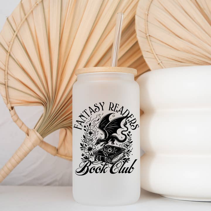 Fantasy Readers Book Club - Frosted Glass Cup for wholesale by The Gift Genie LLC