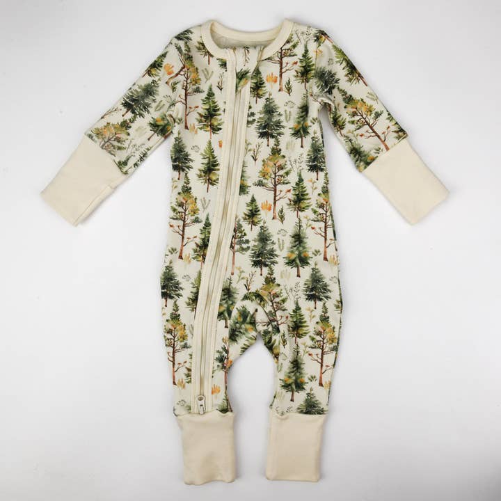 Earthy - Wholesale Sleepsuit - Baby - Organic Cotton Baby Pajamas 2-Way Zip Front Zipper Sleeper, Arbor