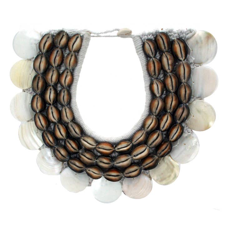 Modern World by Contrast Inc. - Wholesale Bib necklace - Black Cowrie Shell Necklace