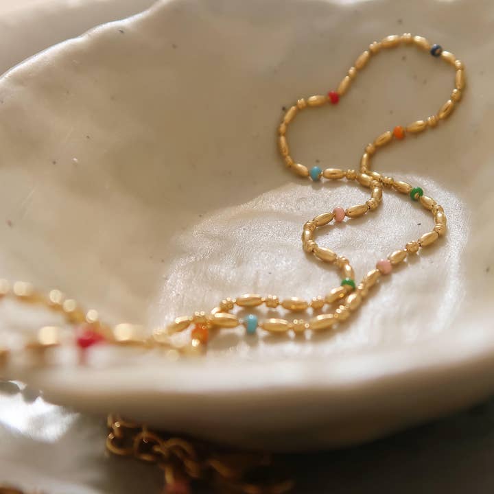 Multi Colored Tave 18K Gold Non-Tarnish Petite Beaded Necklace for wholesale on Faire