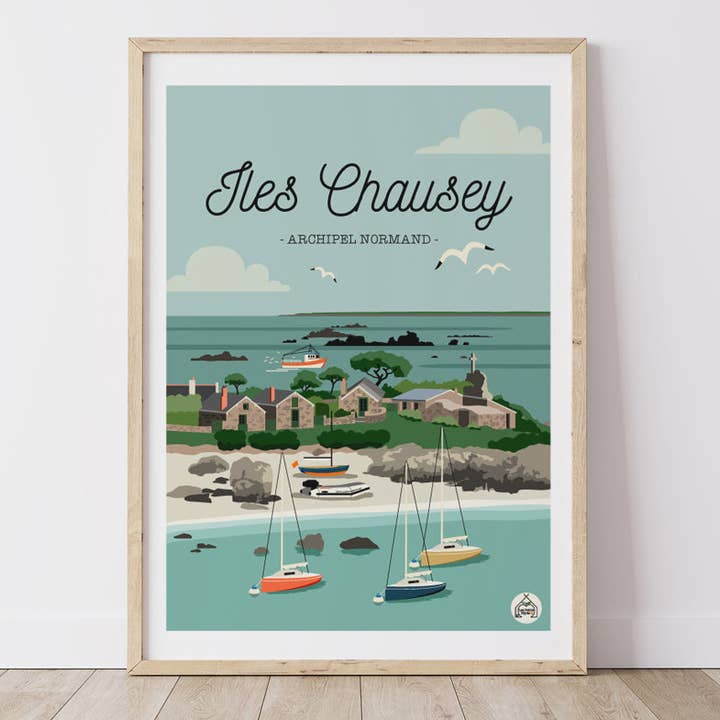 Manifesto ISOLE CHAUSEY - Arcipelago Normanno per la vendita all'ingrosso da parte di Les Petits Yéyés